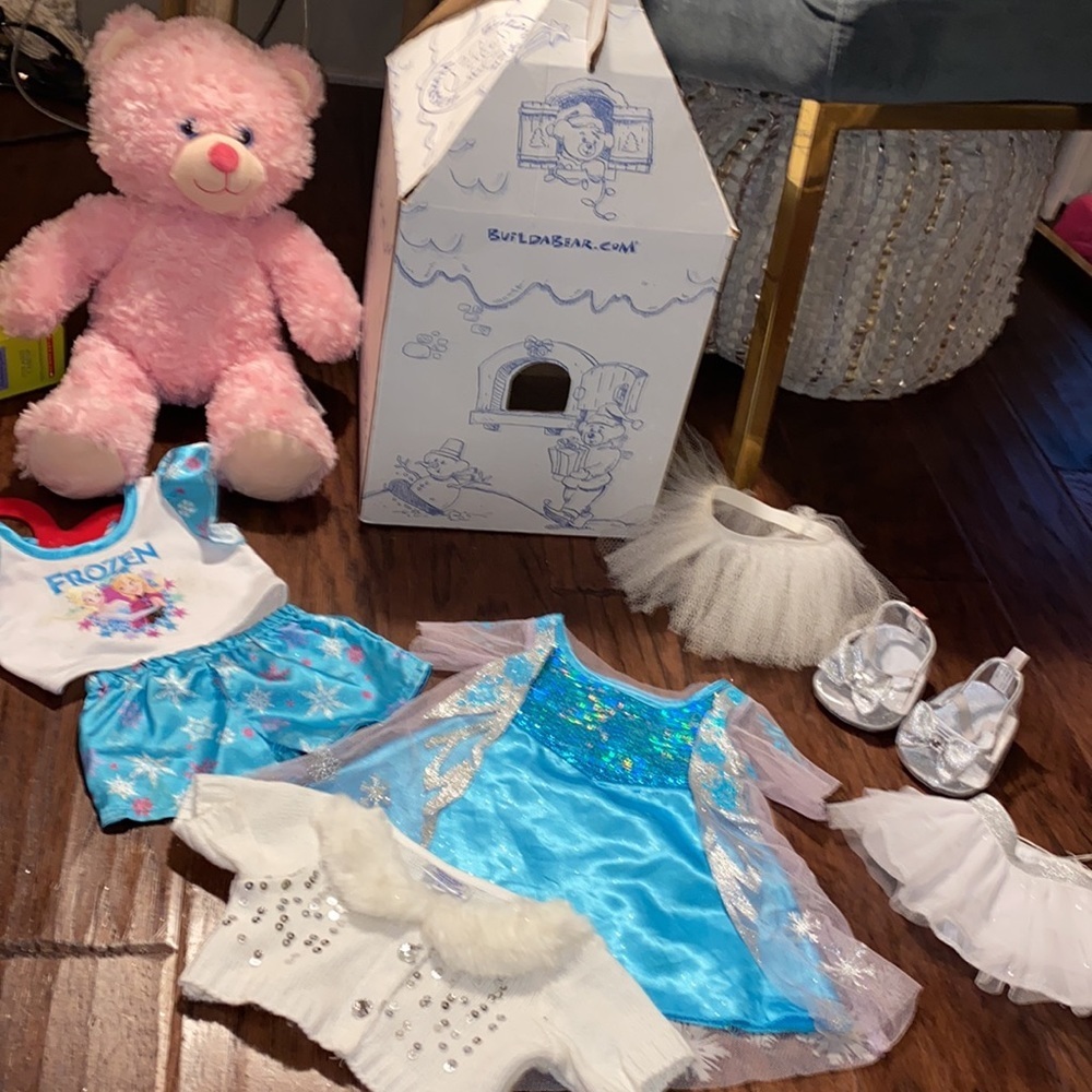 Build-A-Bear Frozen Elsa & Anna Turquoise White pajama sleep set shirt & shorts - Picture 8 of 8